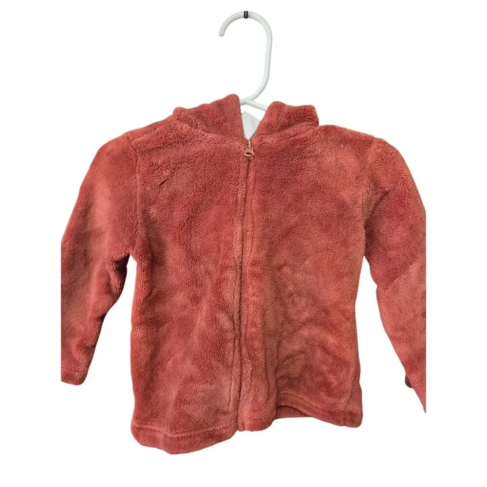 Burnt Orange Fuzzy Hooded Jacket w/ Ears - Carter's - 18mo